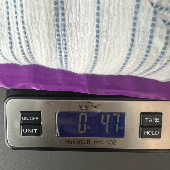 Dip Women's V-Neck 3/4 Sleeve Striped Blue & White Women's Boho Top Size Medium - Picture 11 of 11